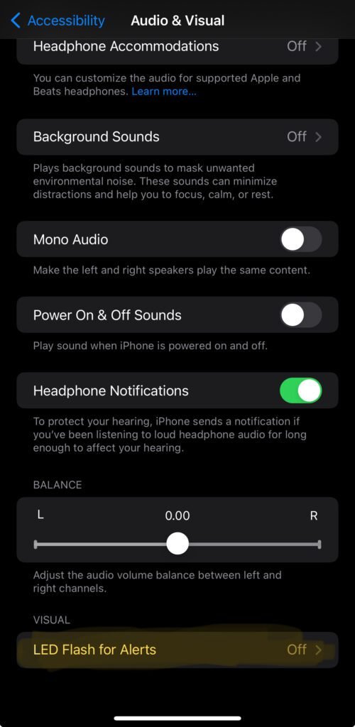 How to turn off the flash notification on iPhone